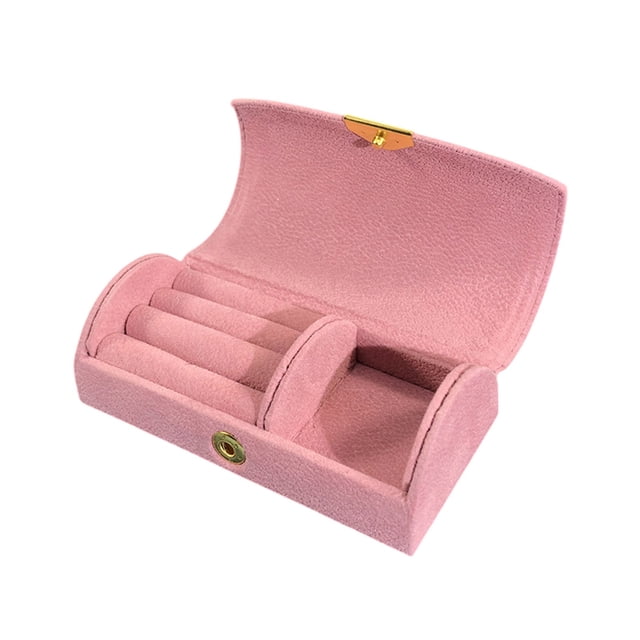 Btomtd Bead Velvet Travel Portable Arched Small Jewelry Box Jewelry Storage Box Fashion Jewelry Packaging Box, Pink