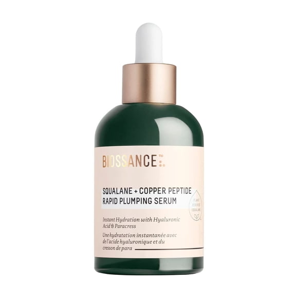 Biossance Squalane + Copper Peptide Rapid Plumping Serum. Powerfully Hydrating Face Serum that Instantly Plumps and Firms with Collagen Boosting Copper Peptides (1.69 fl oz)