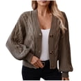 thumbnail image 1 of Pisexur Womens Jacket Open Front Cardigans Trench Coats Fall Jackets Women Round-Neck Solid Color Fall And Winter Long Sleeve Pullover Sweater, 1 of 9