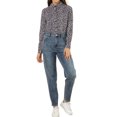 thumbnail image 2 of INSPIRE CHIC Chemise Boutonnée pour Femme à Petites Fleurs à Manches Longues Col en Pointe Haut de Bureau TP Bleu Foncé, 2 of 8
