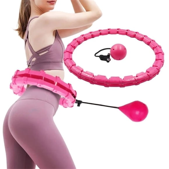 Cerceau Intelligent Lesté - Cerceau de Mise en Forme avec Anneaux de massage avec 24 segments Amovibles - Rose