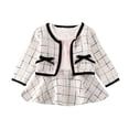 thumbnail image 1 of Gupgi Baby Girl Autumn Long Sleeve Patchwork A-Line Dress+Plaid Coat,2pcs Set, 1 of 6