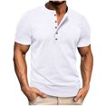 thumbnail image 1 of Besolor Chemises à Manches Courtes pour Hommes Été Classique Bouton Basique Tee-Shirt Col Rond Décontracté Hauts Athlétiques, 1 of 7