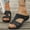 Black, variant on Gspmoly Women Slide, Women's Fashion Casual Summer New Solid Color Roman Casual Bow Shoes Wedge Heel Slippers Shower Slides Coffee 43
