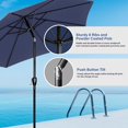 thumbnail image 4 of Simple Deluxe 9ft Outdoor Market Table Patio Umbrella with Button Tilt and Crank, Large Sun Umbrella with Sturdy Pole& Fade Resistant Canopy, Dark Blue, 4 of 7