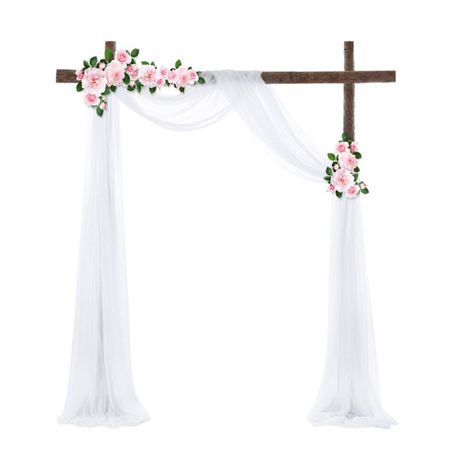 fastboy Ensemble de 2 Pcs Draperie d'Arche de Mariage Tissu Chiffon Élégant Rideau de Draperie pour Cour Mariage pour Mariage Blanc