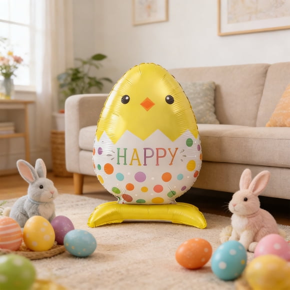 Fwttom Décorations de Pâques Ballons à Thème de Pâques Ballons Décoratifs Festifs Coq Mignon et Ballons en Forme d'Oeuf 3D Parfaits pour les Fêtes du Printemps