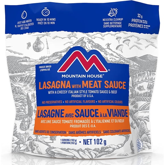 Mountain House Lasagna with Meat Sauce Pouch| Freeze Dried Backpacking & Camping Food | Survival & Emergency Food | Entree Meal | Easy to Prepare | Delicious and Nutritious | 6 Pouch