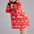thumbnail image 2 of Robe à Capuche de Noël pour Femmes - avec Imprimé Cerf/neigeur et Manches Longues, 2 of 6