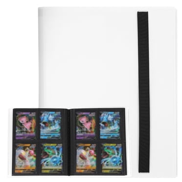 Uxcell 4 Pocket Trading Card Binder, PU Cover Card Collection Binder 160 Side Loading Card Binder Card Album Folder for TCG, Game Cards, Sports Cards(White)
