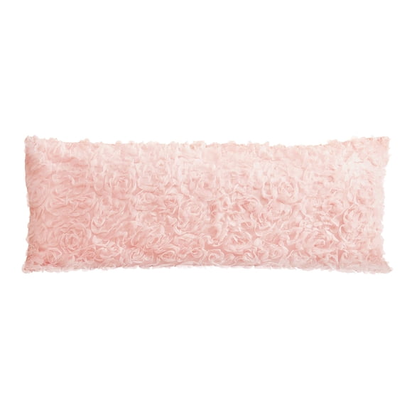 Sweet Jojo Designs Pink Floral Rose Body Pillow Case Cover (Pillow Not Included) - Solid Light Blush Flower Luxurious Elegant Princess Vintage Boho Shabby Chic Luxury Glam High End Roses