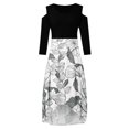 thumbnail image 4 of LSLJS Plus Size Women Sexy Col Rond hors Épaule Floral Imprimé Sans Bretelles Gradient Épissage Pull Manches Longues Ourlet Irrégulier, Robes de Cocktail Soirée for Women, 4 of 4