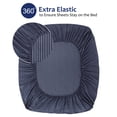 thumbnail image 4 of PiccoCasa Soft 100GSM Twin Striped Bed Fitted Sheets 16 Inch Deep Pocket Navy Blue, 4 of 7