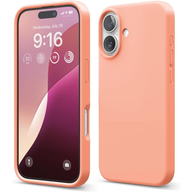 KOMI Compatible with iPhone 16 Pro Max Case, Premium Liquid Silicone Case, Full Body Protective Cover, Shockproof, Slim Phone Case, Anti-Scratch Soft Microfiber Lining, 6.9 inch Salmon