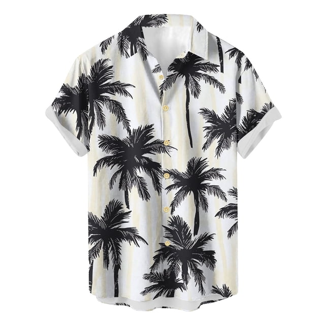 Weiqiqre Mens T Shirts Loose Fit, Floral Print Tropical Button Down Shirts