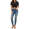 thumbnail image 2 of INSPIRE CHIC Veste Décontractée pour Femme Manches Courtes Veste en Jean Denim Courte Noir P, 2 of 5