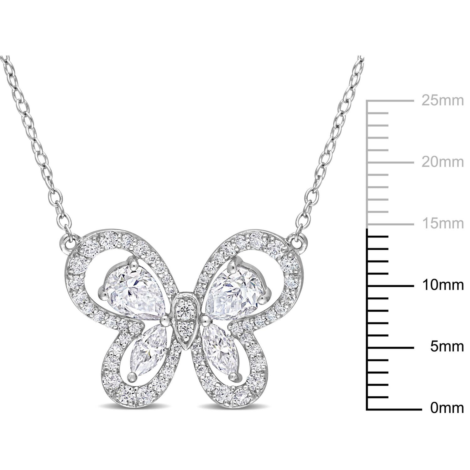 Collier papillon Miabella avec Moissanite créé 1-3/4 Carat p.g.t. en argent sterling