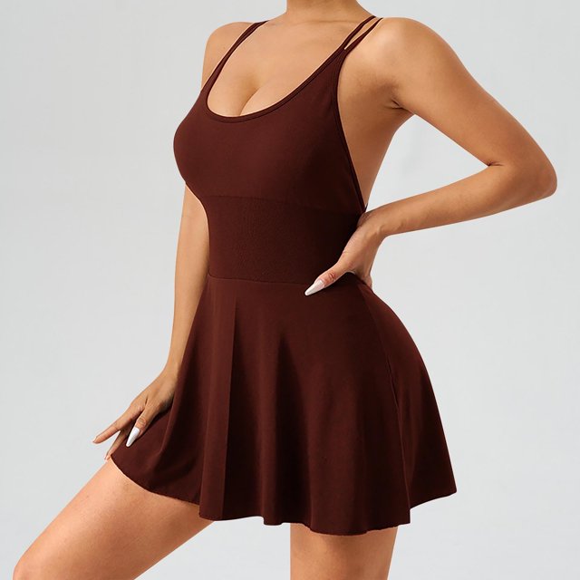 Ovzne Robes pour Femmes 2025 Robe pour Femme Mode Aguichant Ajustée Décontractée Solide Combinaison de Yoga Shorts Corset Robe d'Été Liquidation