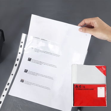 Birdeem 11 Hole Sheet Protectors,100-Pack Clear Document Sleeves with Punched Holes,11.9X9.2 Inch Heavy Duty Plastic Page Protectors for A4 Paper,Waterproof Filing Supplies for Office Organization