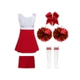 thumbnail image 2 of iiniim Tenues de Cheerleader pour Filles Enfants Uniformes de Cheerleading pour Filles du Secondaire Robe de Danse à Paillettes avec Pompons A Rouge 10, 2 of 5