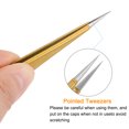 thumbnail image 4 of Unique Bargains Precision Straight Tip Tweezer Stainless Steel Multifunctional Golden brown, 4 of 5