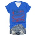 thumbnail image 1 of TSADFHJI Hauts pour Femmes Tendance 2024 Grande Taille T-Shirt à Col Rond Imprimé Lettre Manches Courtes Col Rond TTTG Bleu Foncé, 1 of 3
