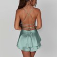thumbnail image 4 of AherBiu Satin Dress for Women Sleeveless Crossover Strap Hollow Back Ruffle Layered Party Mini Dress, 4 of 7