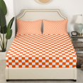 thumbnail image 3 of Erosebridal Plaid Buffalo Sheet Set Full, Orange Checkered Bedding Sets Full Size, Rectangle Room Decor, 4 Pieces, 3 of 7