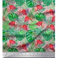 thumbnail image 1 of Soimoi Poly Georgette Fabric Tropical Leaves & Flamingo Bird Decor Fabric Printed Yard 52 Inch Wide, 1 of 3
