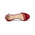 thumbnail image 4 of BLISSFUL STEP Women's Shoes Faux Suede Ankle Strap Kitten Heel Slide Straps Solid Sandals  Red 9.5, 4 of 8