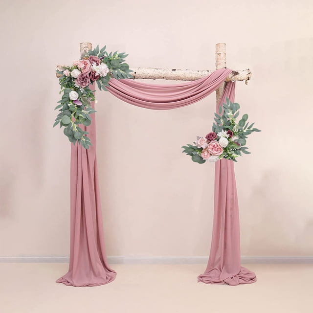 mtvxesu Simulation Silk Flower Arch Decor with Clips for Wedding Party Decoration, 2 Pcs, 20X10 Inches and 13X7.8 Inches
