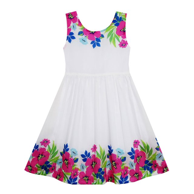 Robe Fille Imprimé Jardin de Fleurs Style Chinois Élégant 2 Ans