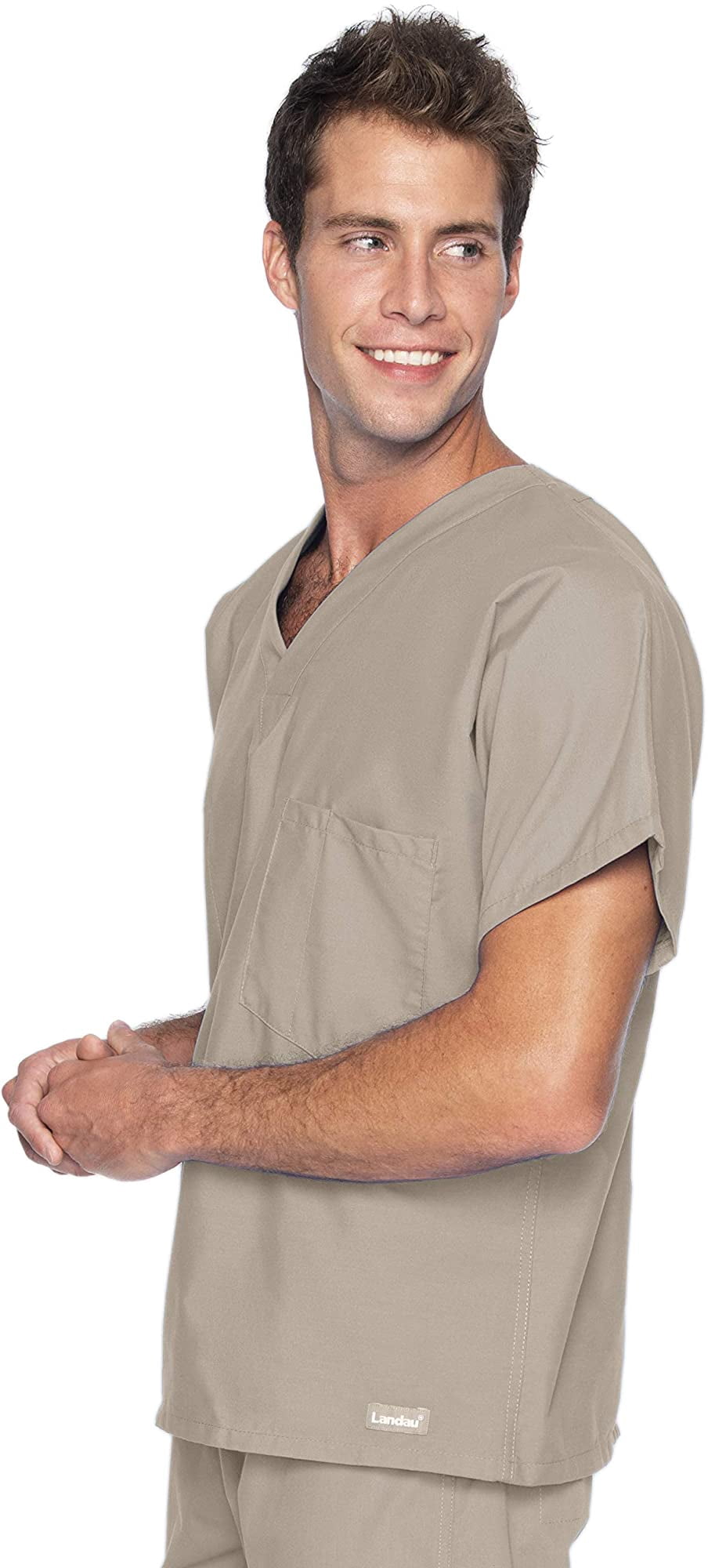 Landau Essentials Haut de Sarrau à Col en V : 1 Poche, Réversible, Unisexe, Coupe Classique Décontractée Sarraus Médicaux 7502