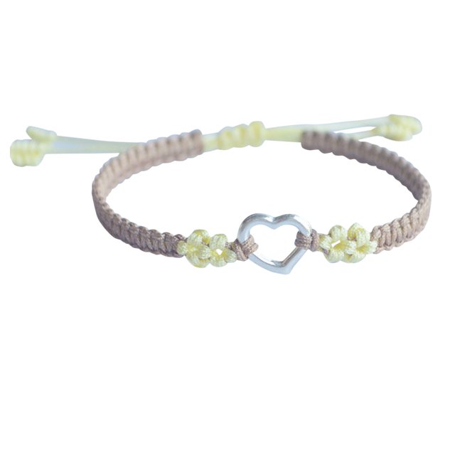 Heart Shape Peach Flower Woven Bracelet Cute Heart Shape Design Adjustable Sliver Transship Bracelets For Womens Girls