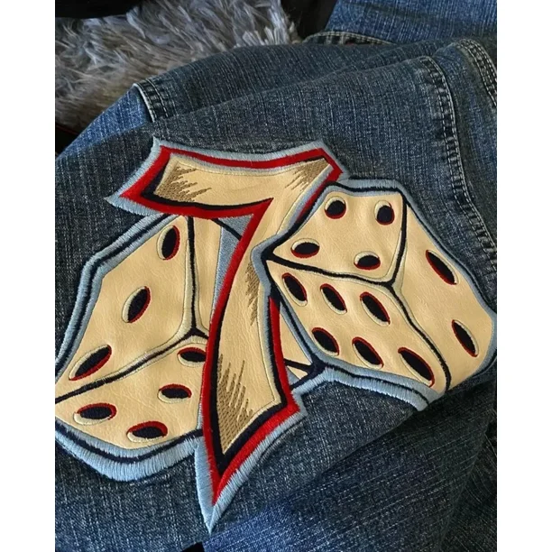 Number 7 Dice Streetwear JNCO Jeans Y2K Hip Hop Graphic