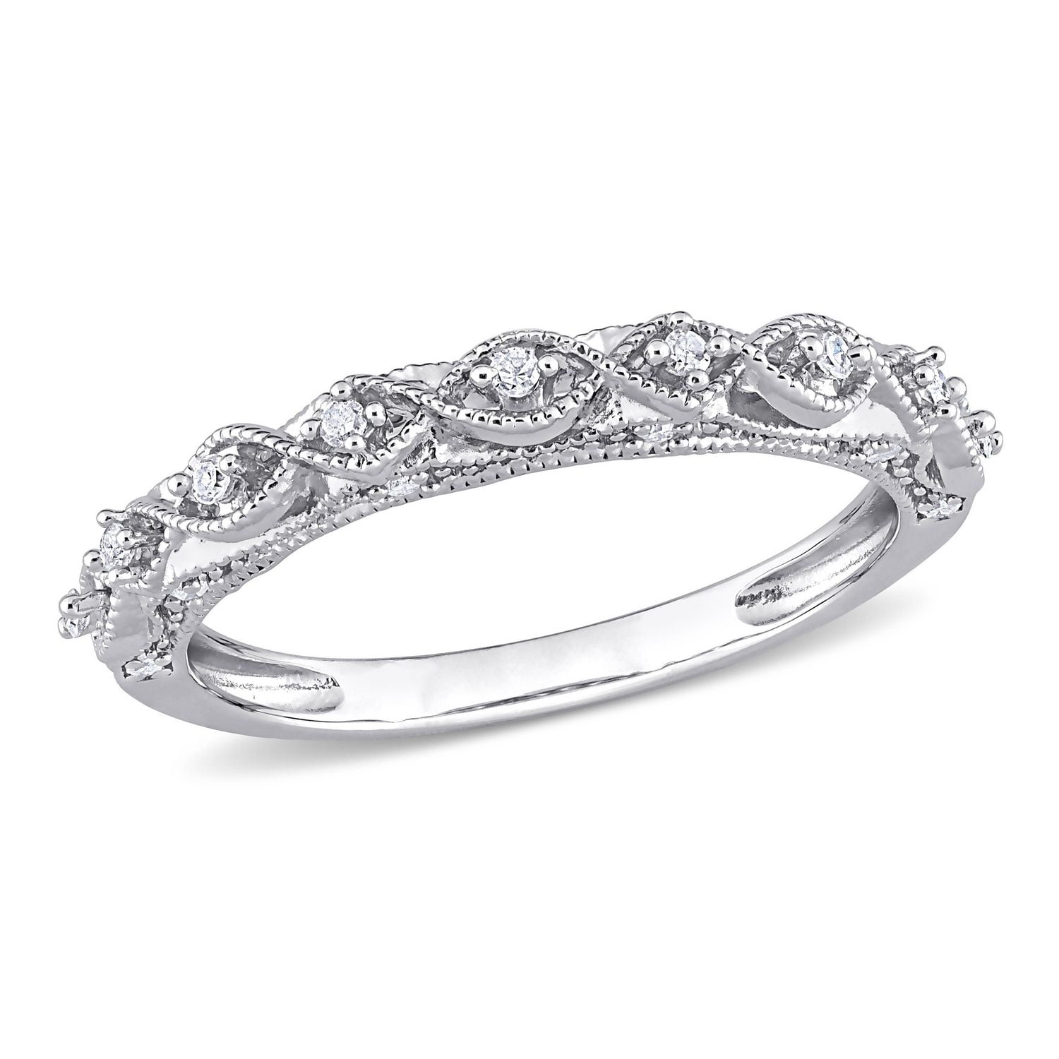 Bague d’anniversaire de Miabella avec 1/8 carat poids total de diamants en argent sterling