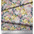 thumbnail image 2 of Soimoi Green Velvet Fabric Leaves & Floral Decor Fabric Printed BTY 58 Inch Wide, 2 of 3