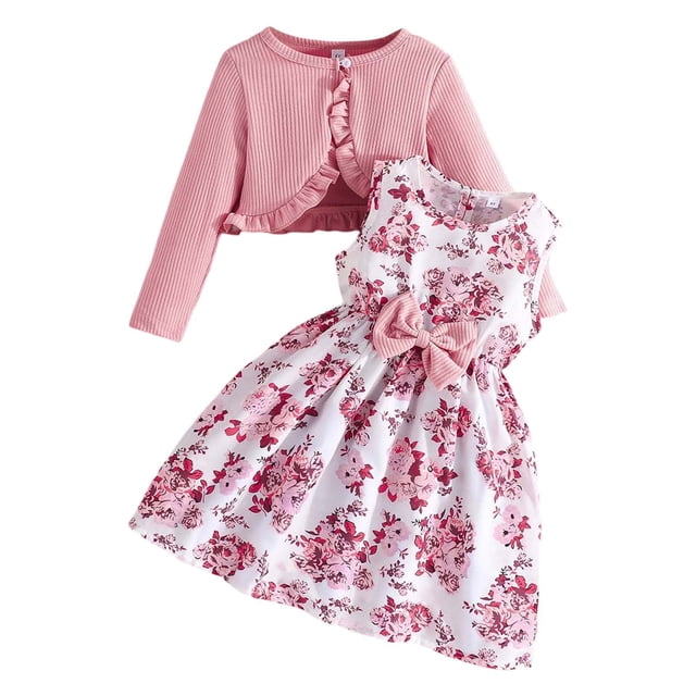 MIASHUI Tenues à la Mode pour Filles Ensemble 2 Pcs pour Tout-Petits - Robe Sans Manches Élégante avec Veste Confortable Idéale pour un Tenue Décontractée Printemps et Automne