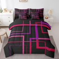 thumbnail image 1 of Ensemble de Literie Carré Abstrait Format Simple 7 Pcs Noir et Rose Vif Rouge Ensemble de Couette Rectangle Minimalisme Ensembles de Couette Moderne Géométrique Lit en Sac pour Garçons Filles Accessoires de Literie Esthétiques, 1 of 6