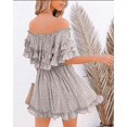 thumbnail image 3 of Women‘s Summer Off Shoulder Dress Pleated Flowy Neck Belt Printed Dress, 3 of 4