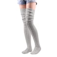 thumbnail image 2 of Jsaierl Womens Cable Knitted High Boot Socks Solid Color Extra Long Socks Winter Over Knee Stockings Leg Warmers, 2 of 5