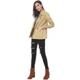 thumbnail image 3 of INSPIRE CHIC Women's Solid Drawstring Waist Flap Pocket Utility Jacket, 3 of 6