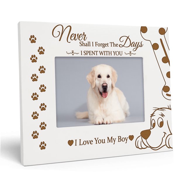 Darling Souvenir Made With Love Engraved Table Top Photo Frame Wooden Never Shall I Forget The Days Quotes White Picture Frame Gift For Brothers Day, 4x6 Inches Horizontal Photo Size