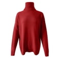 thumbnail image 4 of IROINID Women's Turtleneck Pullover Sweater Solid Color Loose Mid-Length Long Sleeve Thick Line Sweater, 4 of 5