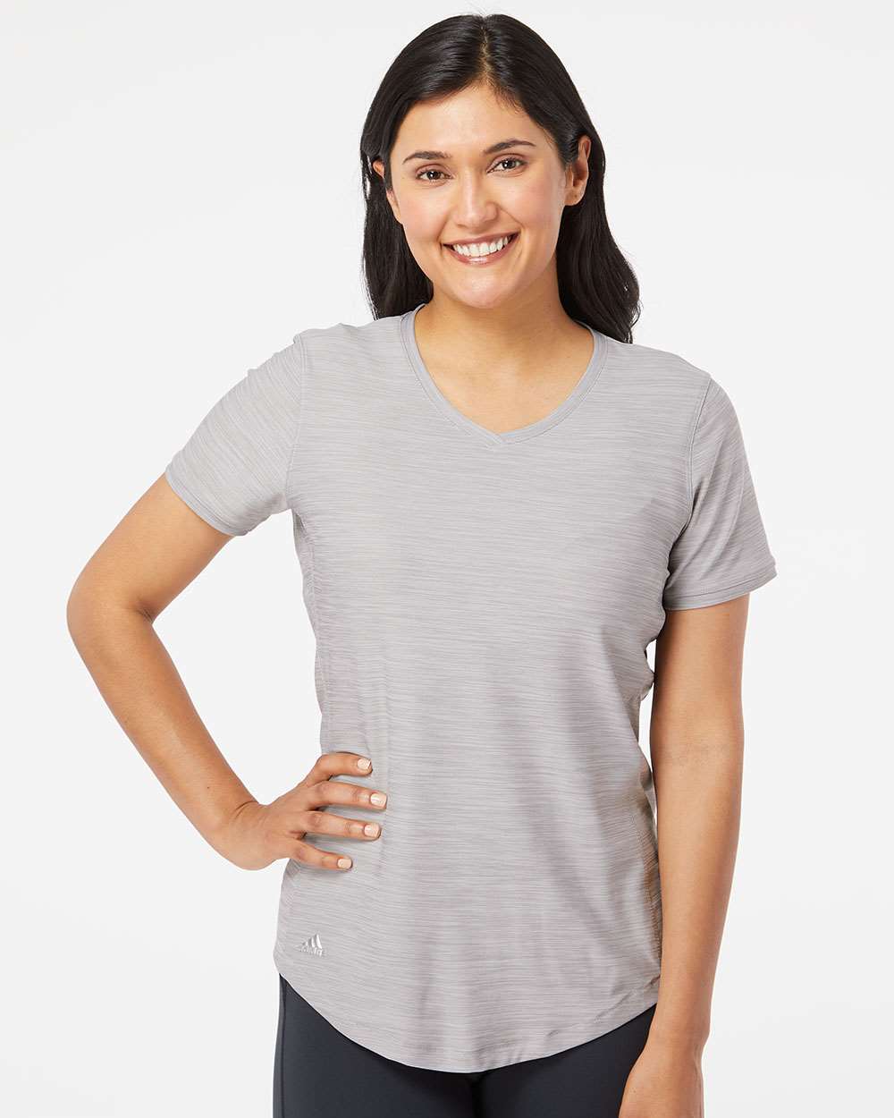 T-Shirt Technique à Col en V pour Femmes, m, Gris Moyen Mélangé