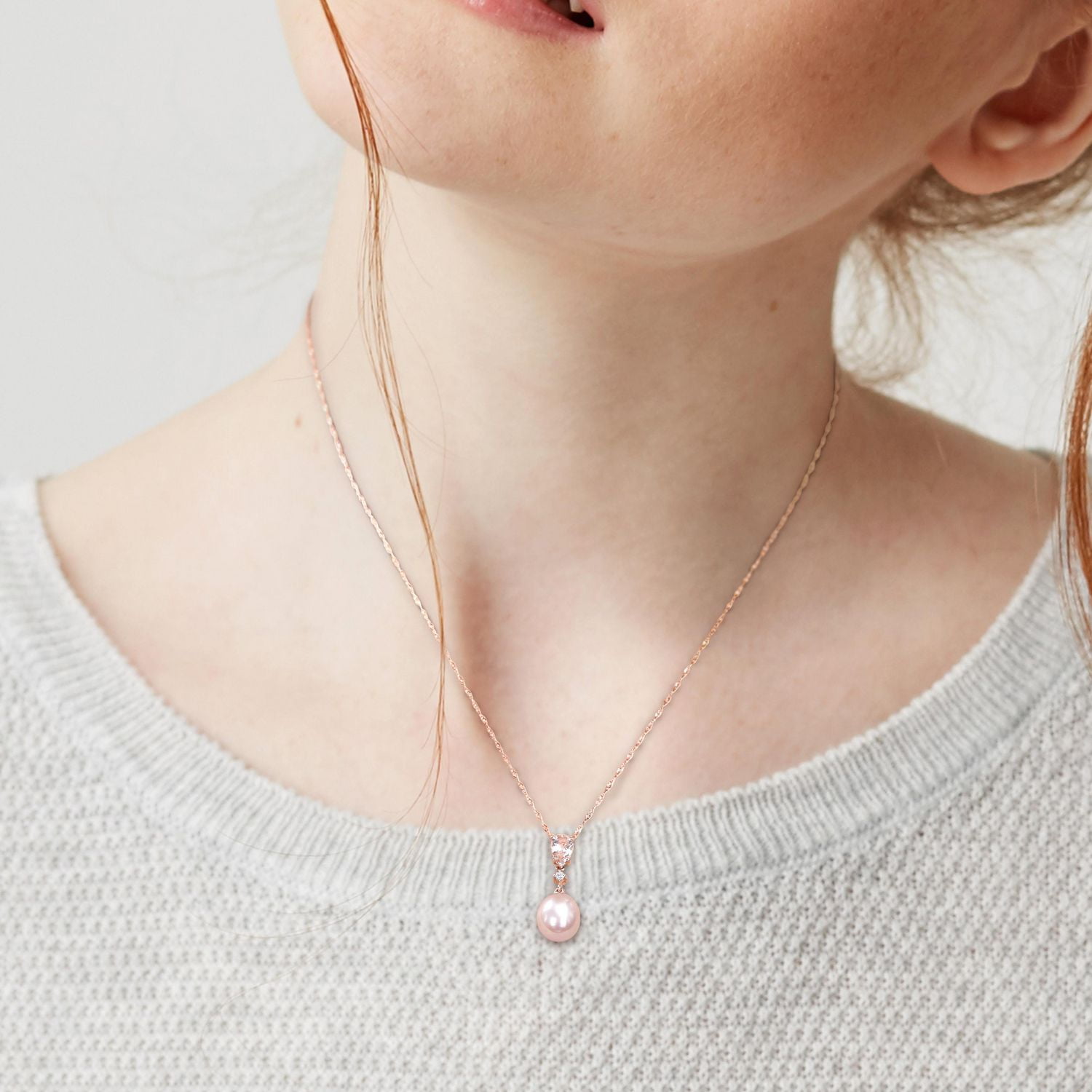 Collier goutte Miabella en or rose 10K avec perles culture d'eau douce roses, morganite et accents de diamants