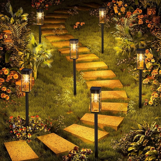 ALFIOT Solar Pathway Lights – 8-Pack, Cool White, Cylinder Design, IP65 Waterproof, Auto On/Off, Solar Powered Landscape Lighting For Walkways, Driveways, Gardens