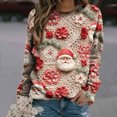 thumbnail image 2 of Atogsazn Chandails de Noël pour Femmes Décontractés à Col Rond à Manches Longues Chandail Blouse Hauts Amples Beige TTTG Mode, 2 of 5