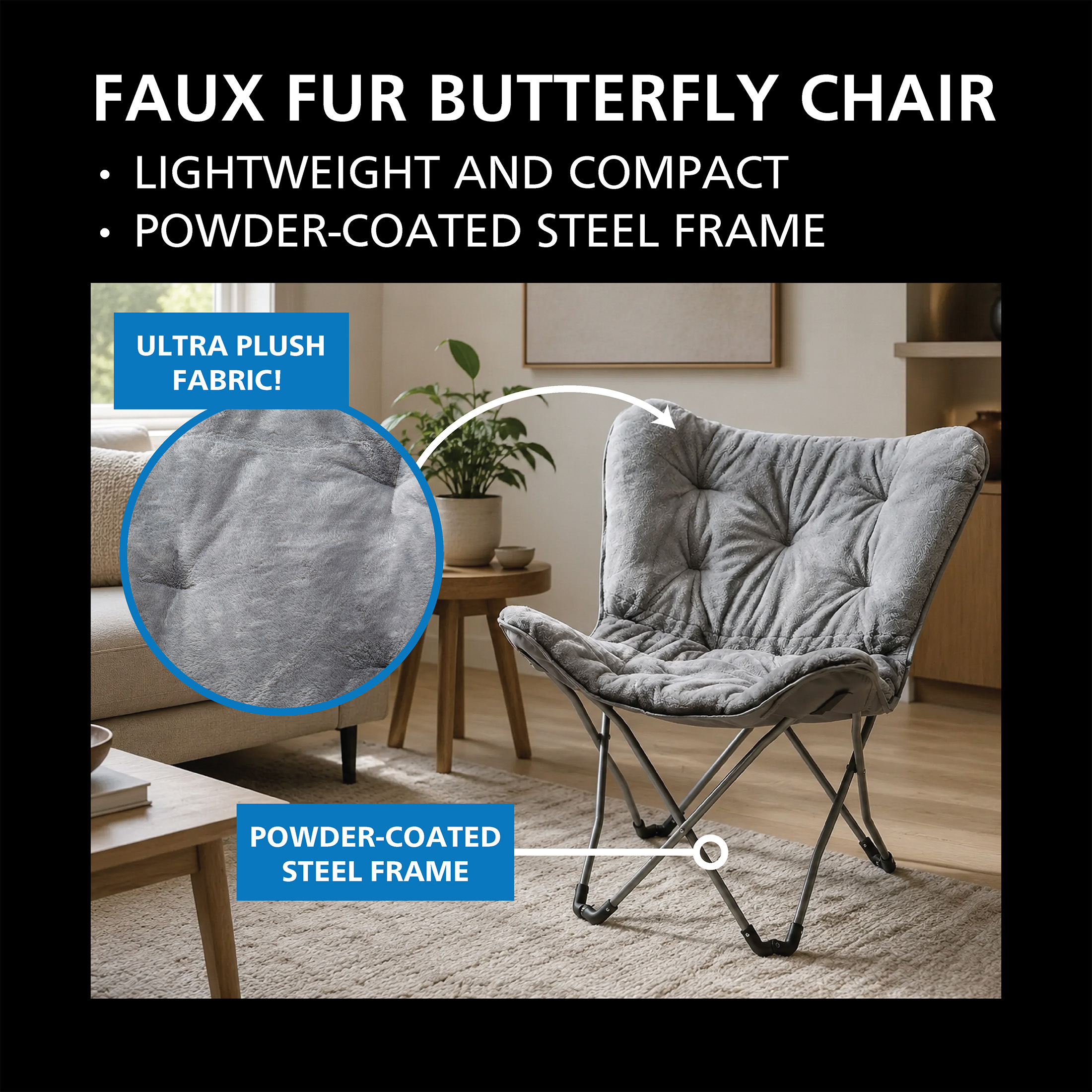 Chaise pliante Mainstays de la collection papillon