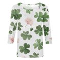 thumbnail image 3 of QIPOPIQ T-Shirts à Manches 3/4 pour Femmes à Col Rond T-Shirt Imprimé Trèfle de la Saint-Patrick T-Shirt Vert Porte-Bonheur T-Shirts de la Saint-Patrick T-Shirt Tunique Ample Hauts à Col Rond Chemises de Fête Offres, 3 of 4
